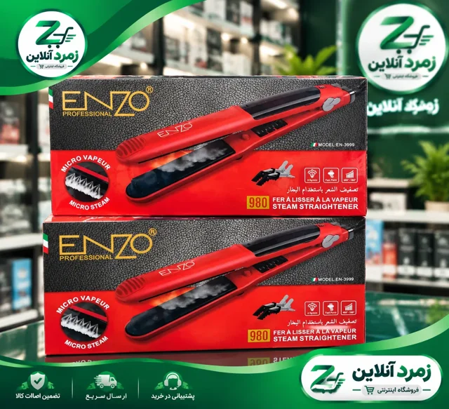 اتو مو بخار دار انزو مدل EN-3999 | صاف‌کننده حرفه‌ای مو با تکنولوژی Micro Steam