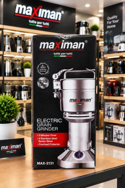 آسیاب نیمه صنعتی مکسیمان ۲۵۰ گرم مدل MAX-2131 | آسیاب عطاری ۷۰۰ وات استیل با موتور قدرتمند