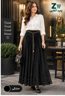 دامن پلیسه زنانه، دامن زنانه شیک، دامن مجلسی، دامن روزمره، خرید دامن پلیسه، قیمت دامن زنانه