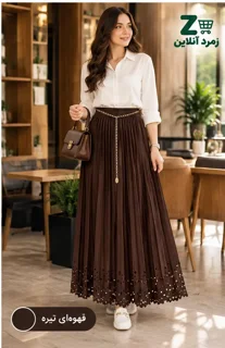 دامن پلیسه زنانه، دامن زنانه شیک، دامن مجلسی، دامن روزمره، خرید دامن پلیسه، قیمت دامن زنانه