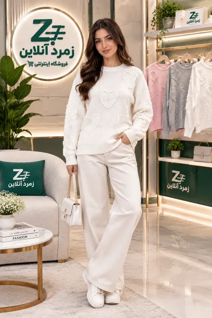 پلیور زنانه، پلیور دخترانه، پلیور بافت، لباس زمستانی، خرید پلیور، قیمت پلیور زنانه، پلیور طرح قلب