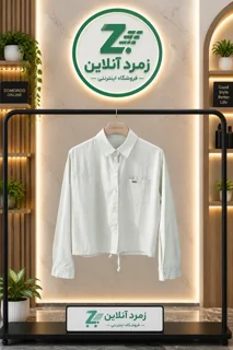 شومیز کراپی زنانه، پیراهن کوتاه دکمه‌دار، برند میو، خرید شومیز، قیمت شومیز، لباس زنانه شیک، استایل